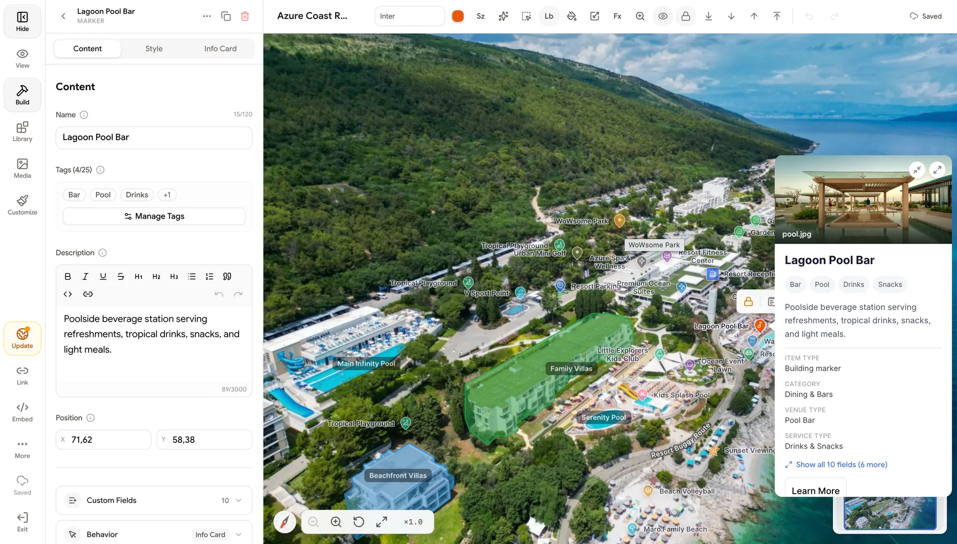 Interaktywny obszar edytora map Layerpin